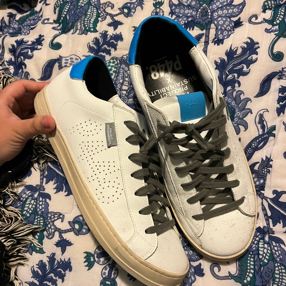 P448 Men's White and Blue Sneakers